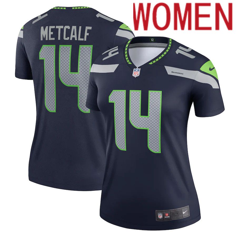 Women Seattle Seahawks #14 DK Metcalf Nike College Navy Legend NFL Jersey